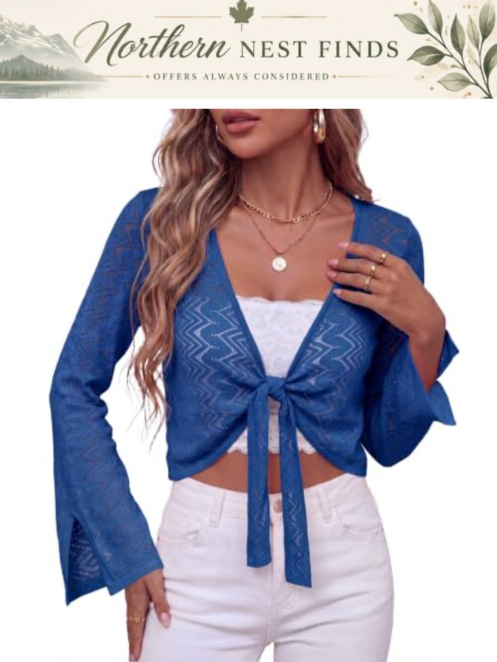 Women's Linen Blend Long Sleeve Cropped Shrug Cardigan Button Bolero